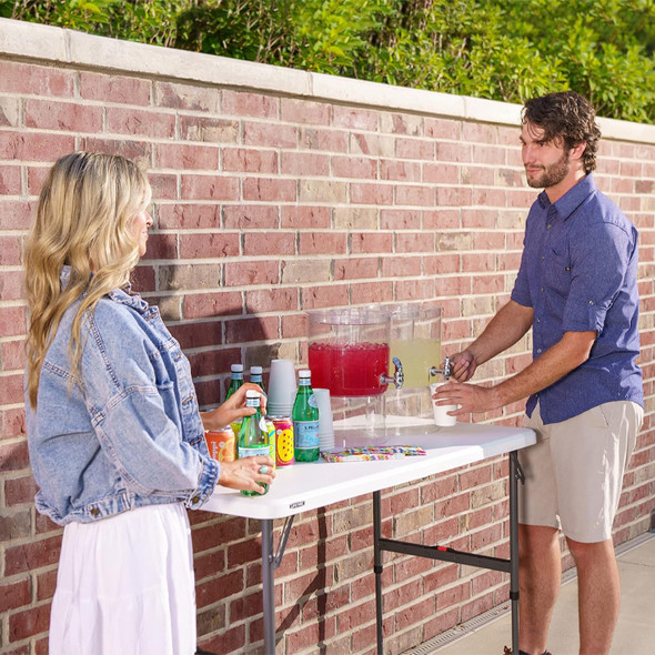 Lifetime Folding Table Portable 122cm 4 Level White Granite Metal/Polyethylene