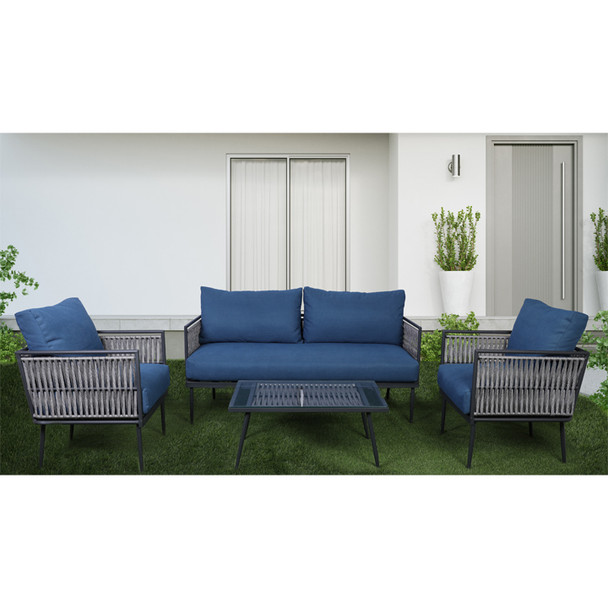 EgyBeit Torino Garden Set (Sofa 2 Seats + 2 Chairs + Table) Ropes