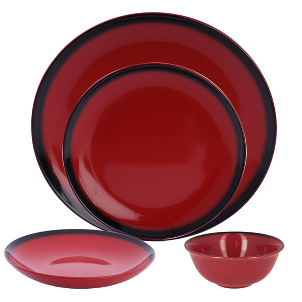 Rak Tableware Set 24 Pieces Red Porcelain