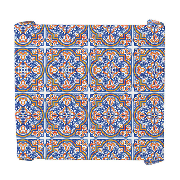 Square Squared Blue Islamic Tiles Tablecloth 135X135 cm