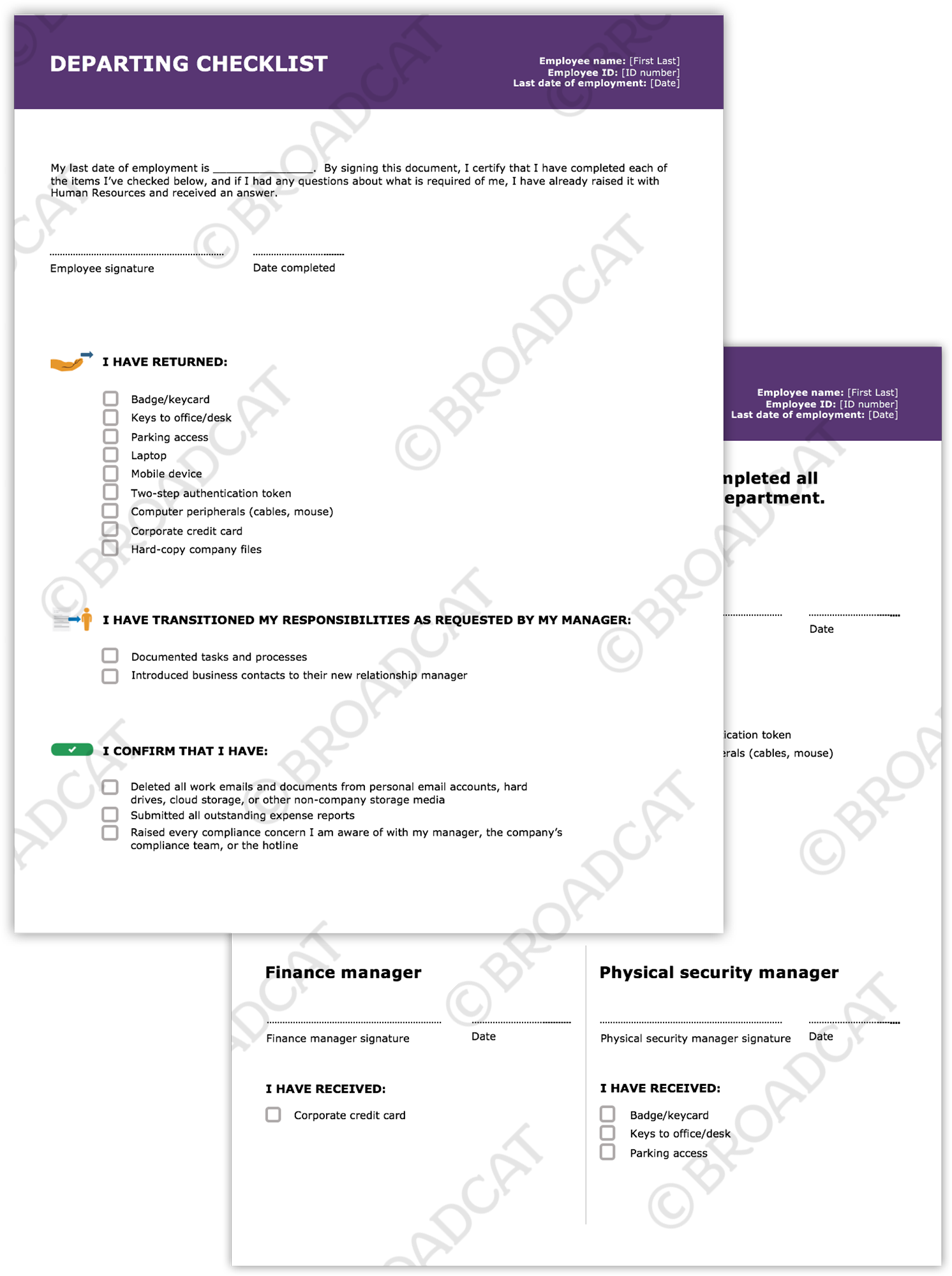Departing Employee checklists