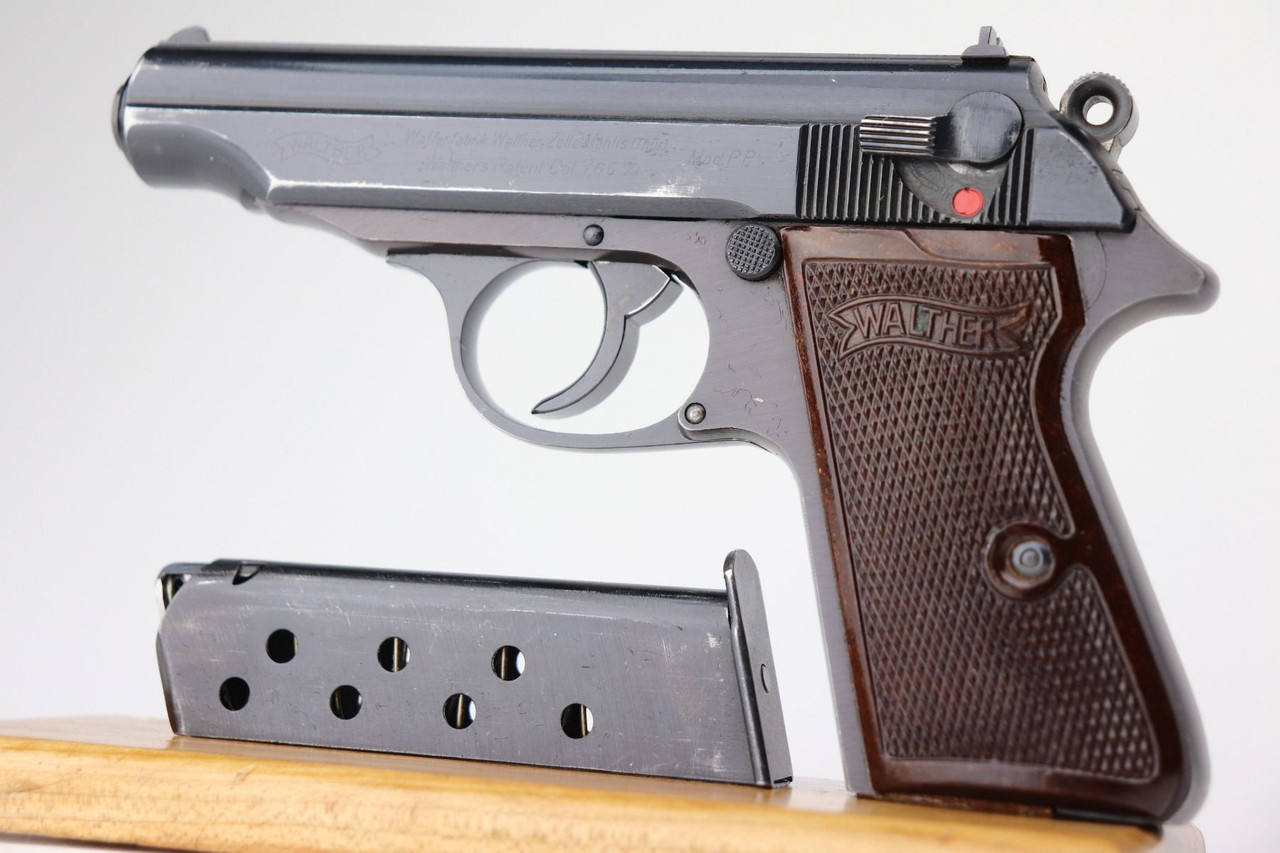 Excellent SS Contract Walther PP - Rare Red Grips - 1
