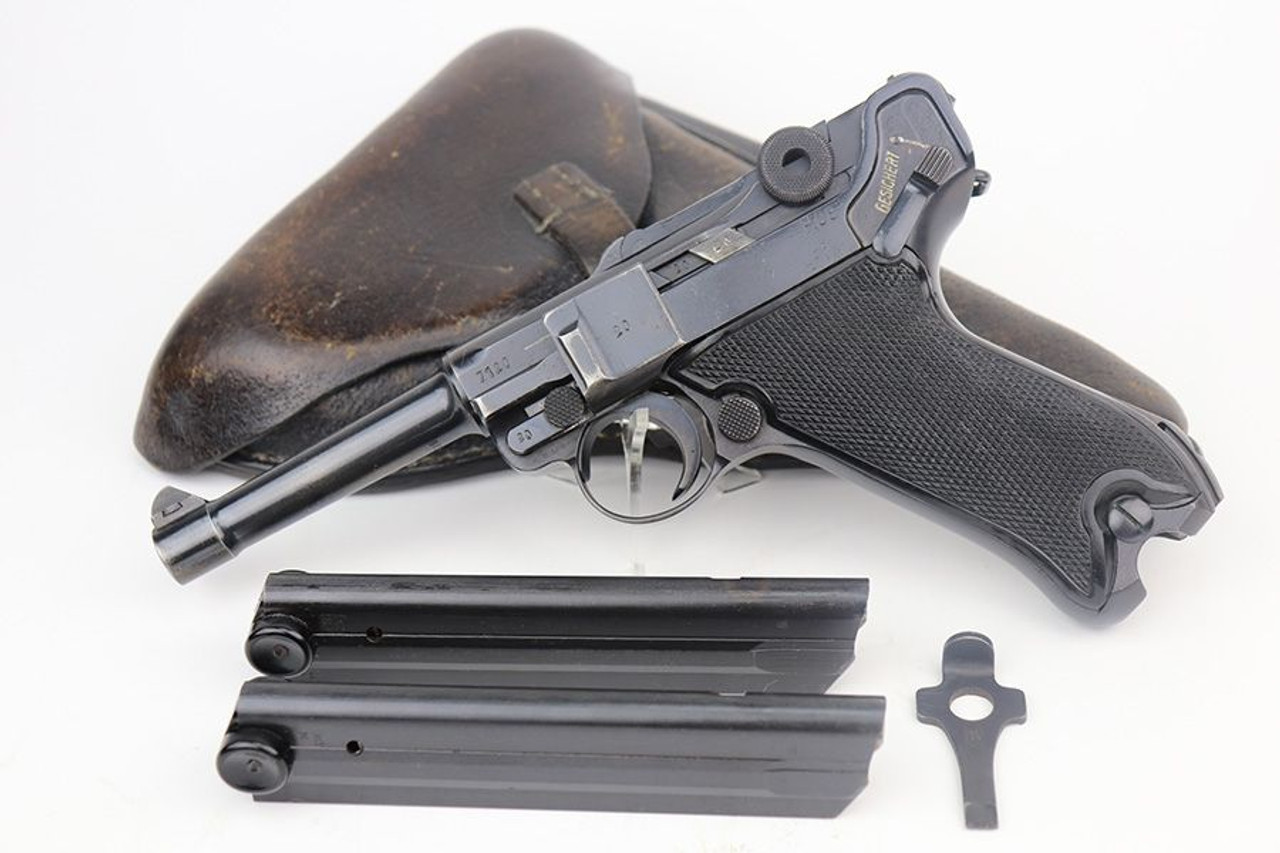 Excellent Black Widow Luger Rig - Rare Pigskin Holster - 1