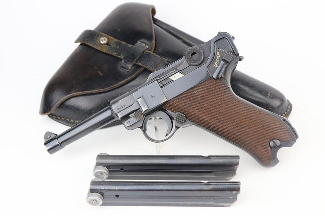 Excellent 1942 Police Mauser Luger Rig - Two Matching Magazines - 1