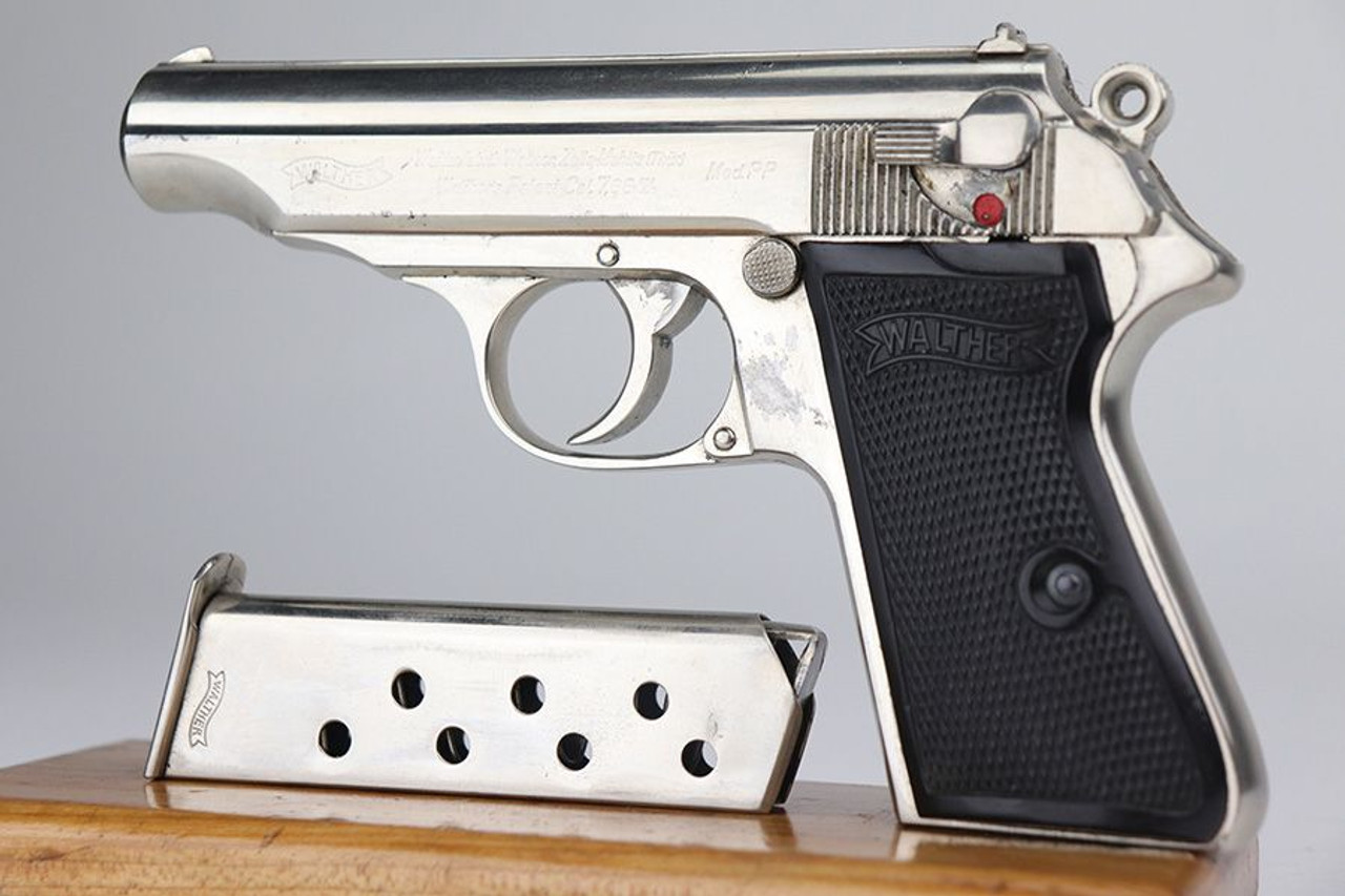 Nickel-Plated SS-Contract Walther PP - Matching Magazine - 1