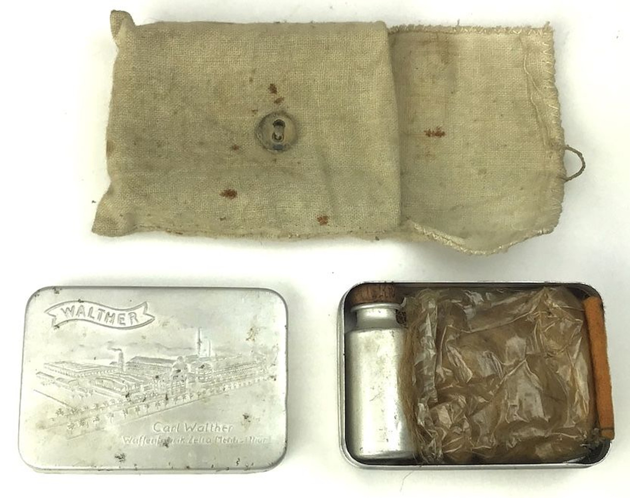 Early Pre WW2 Walther Cleaning Tin & Pouch - 1