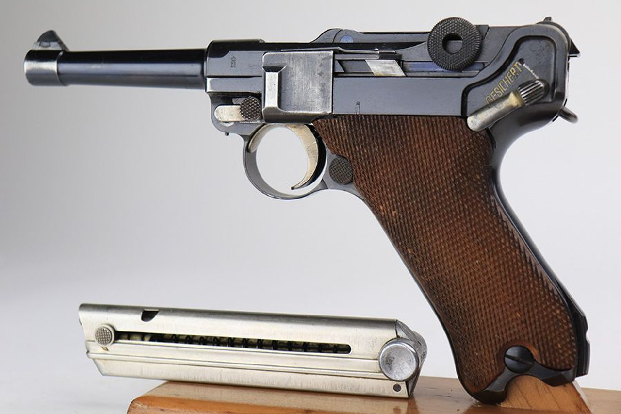 Scarce DWM Military Sneak Luger - Matching Magazine - 1