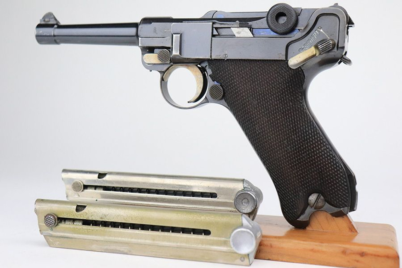 Scarce DWM "Sneak" Luger - Two Matching Magazines - 1