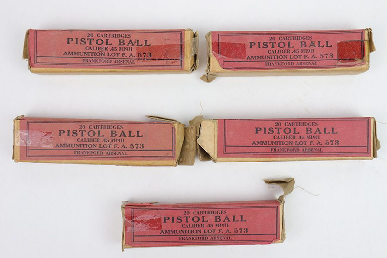 100 Rounds Pre-WW2 Frankford Arsenal .45 Ammo - 1