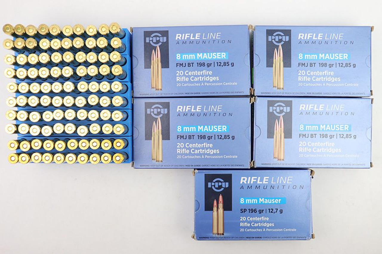100 Rounds 8mm Mauser Rifle Ammo - 1