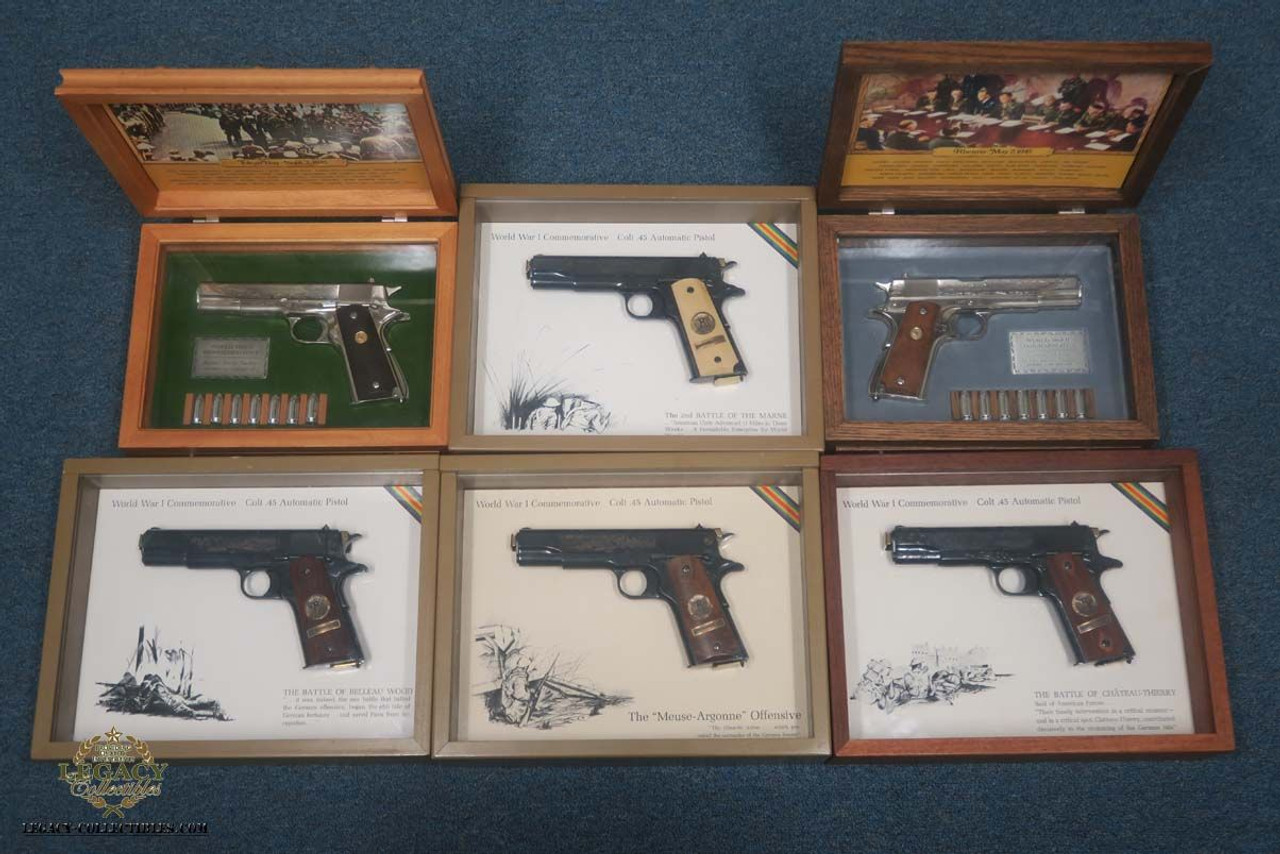 6 Matching Serial Commemorative Colt 1911's - WWI & WWII - 1