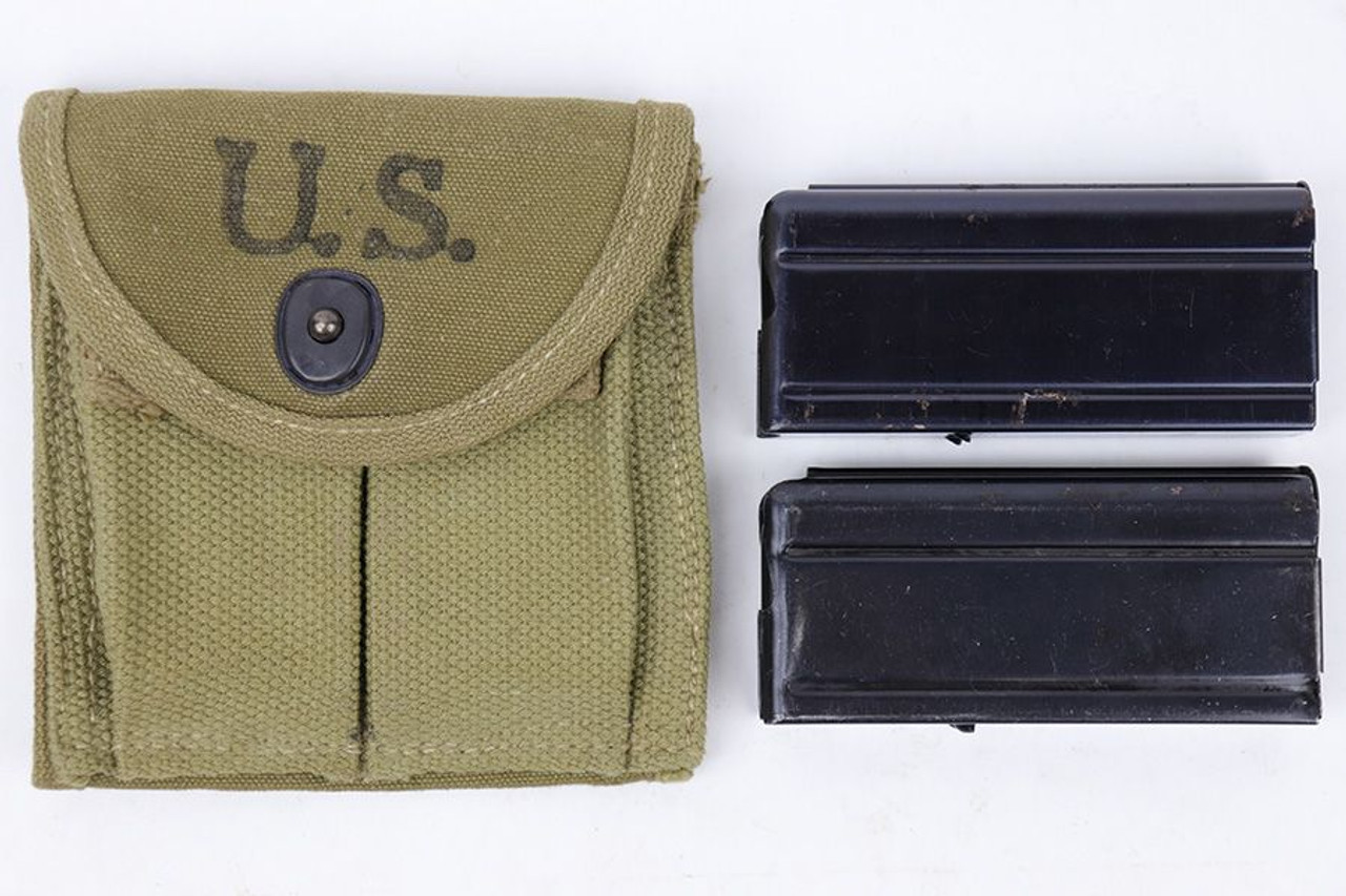 Two M1 Carbine Magazines with Canvas Pouch - 1