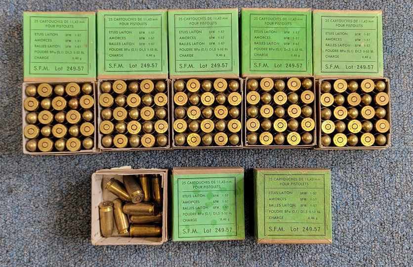 150+ Rounds: 1950's French 11.43mm Ammo - 1