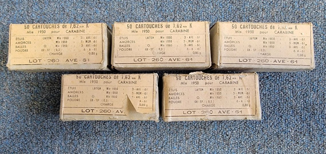 250 Rounds 7.62mm French .30 Carbine Ammo - 1