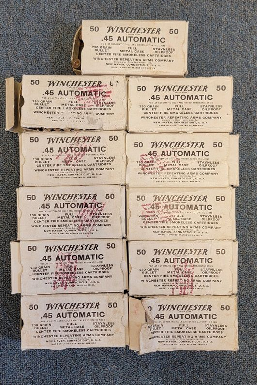 550 Rounds Winchester .45 FMJ 230 Grain Ammo - 1