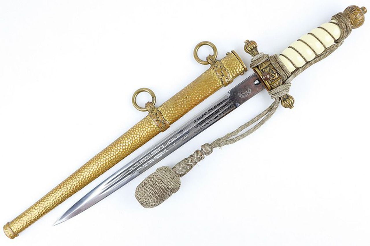 Rare, Etched 1st Model Kriegsmarine Dagger with Portepee - 1