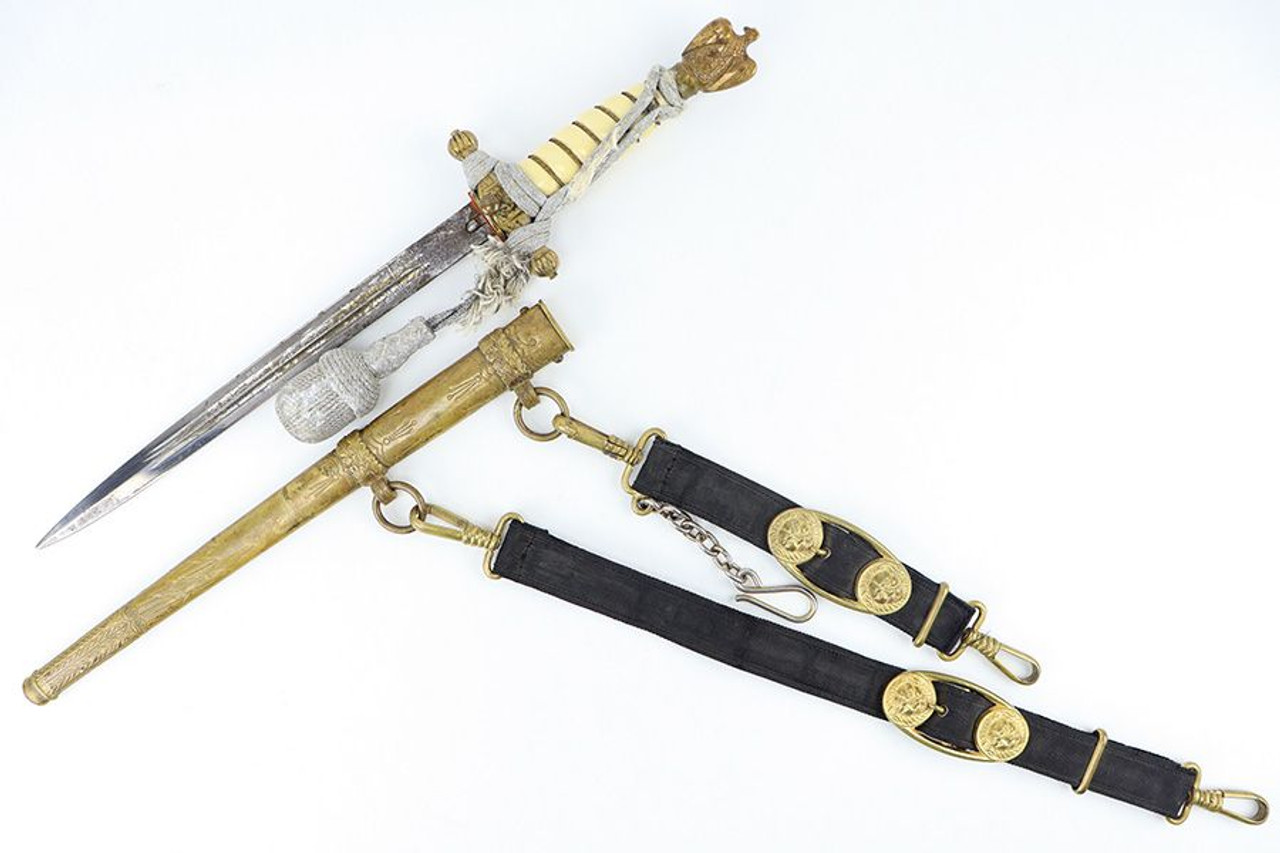 Etched Kriegsmarine Dagger with Portepee & Hanger - 1