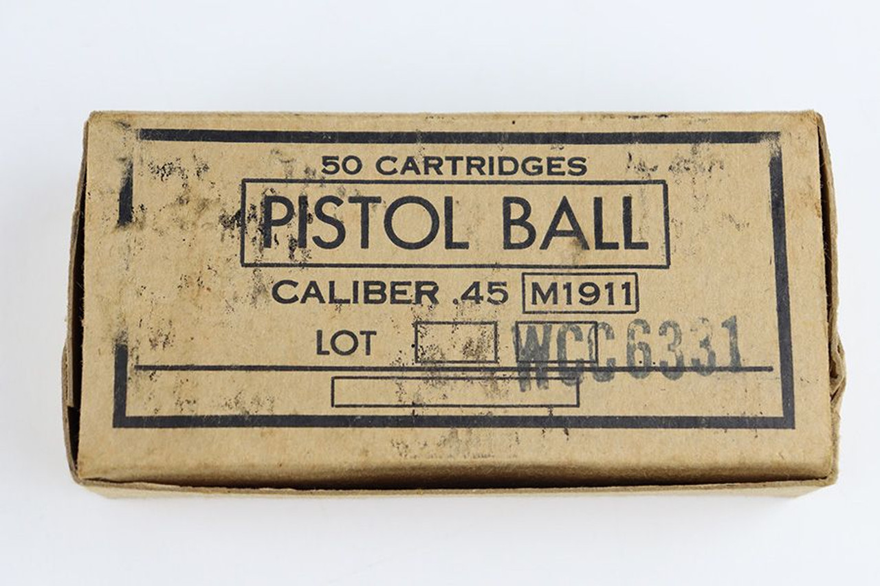 50 Rounds: Pistol Ball .45 M1911 Ammo - 1942 - 1