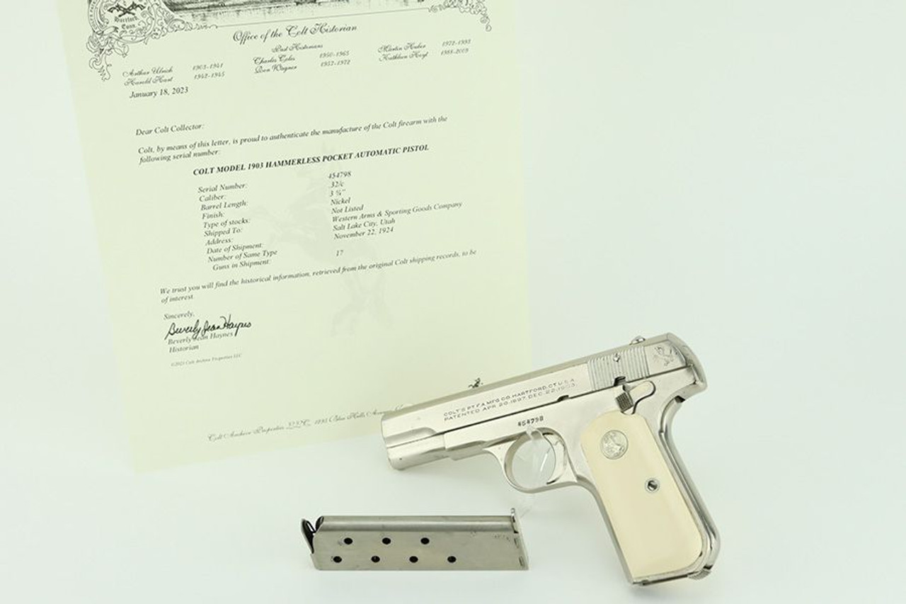 Nickeled Colt Model 1903 Pocket Hammerless - With Factory Letter - 1