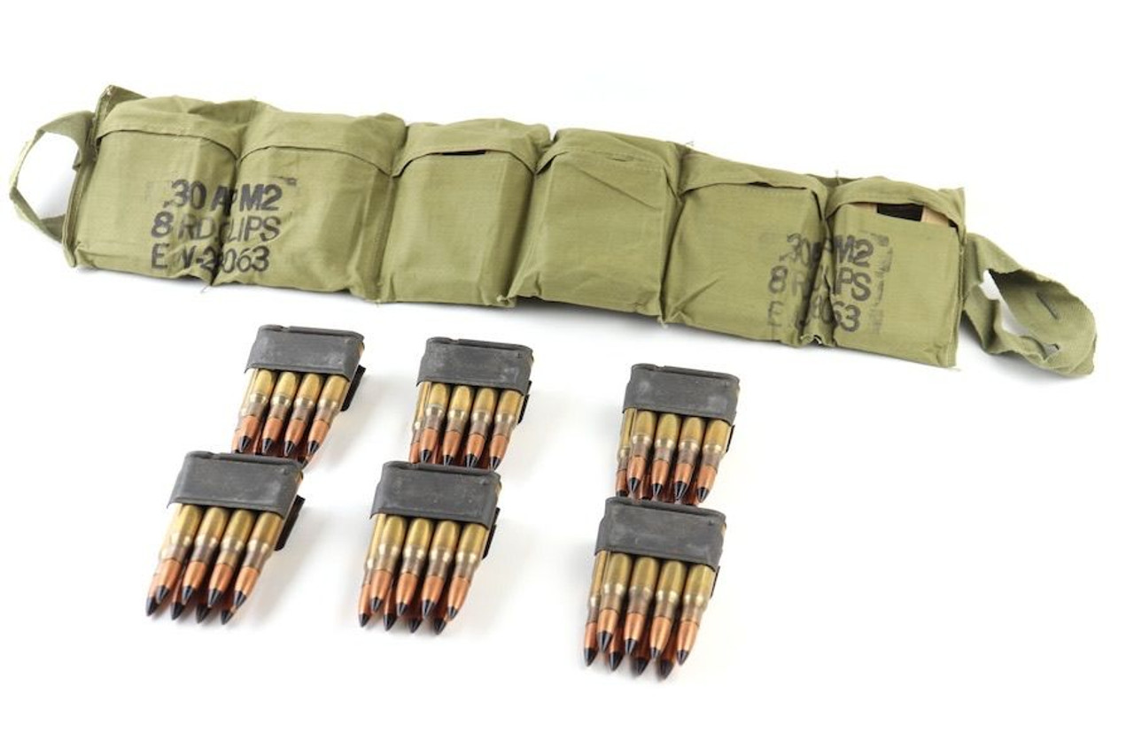 WWII Armor Piercing .30-06 Ammunition With Bandolier - 1