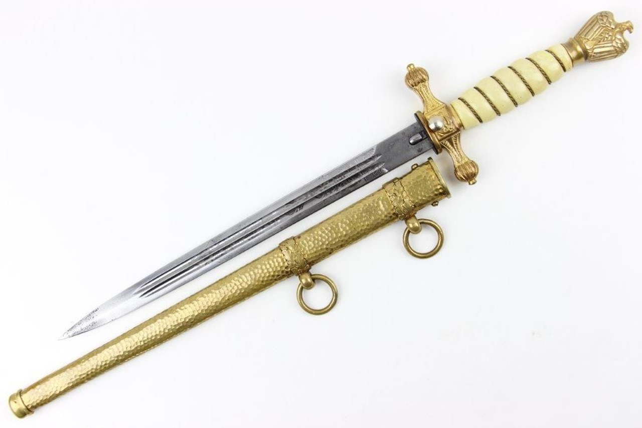 Etched Kriegsmarine Dagger with Hammered Scabbard - 1