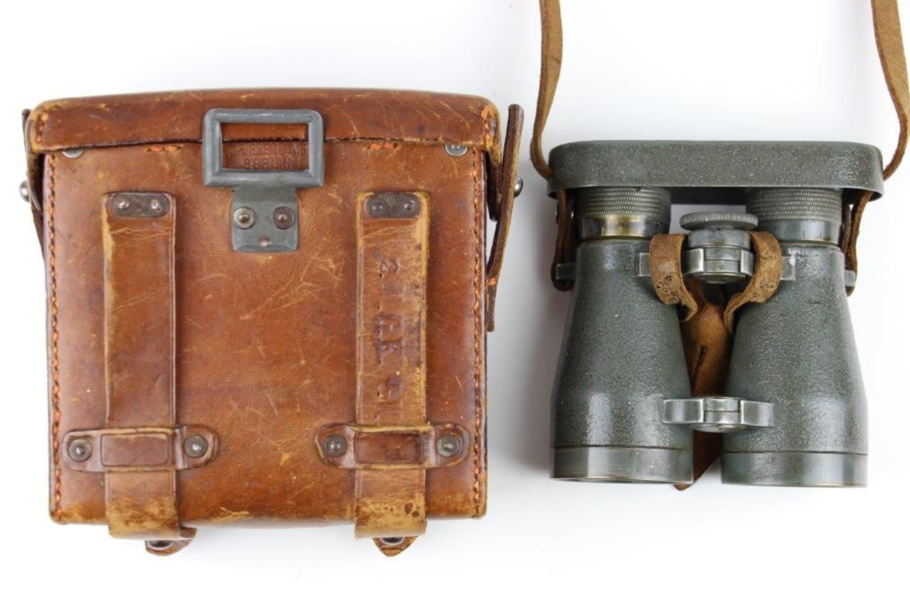WW1 Fernglas 08 Binoculars with Case - Unit Marked - 1