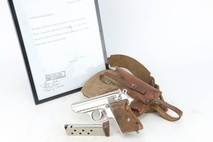 Rare, Nickel Walther PPK Rig - SS Colonel Capture With Letter - 1