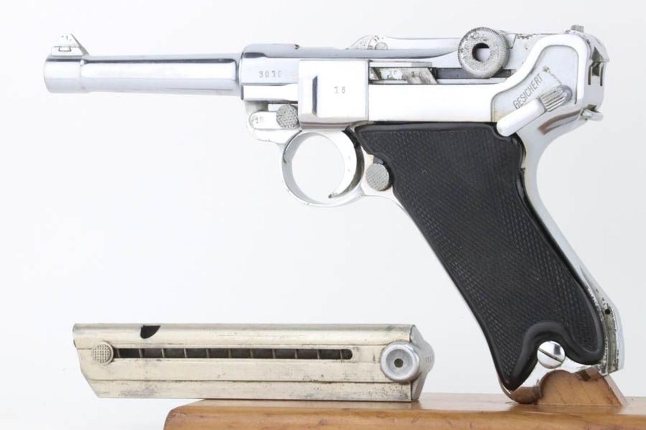 Nickel-Plated 1940 Mauser Luger - Matching Magazine - 1