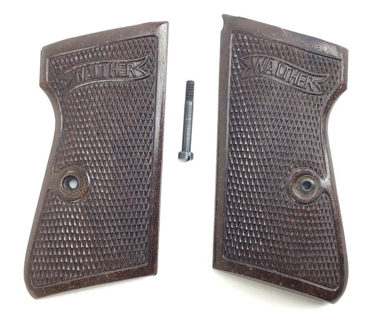 Reddish Brown Walther PP Grips & Screw - RARE - 1