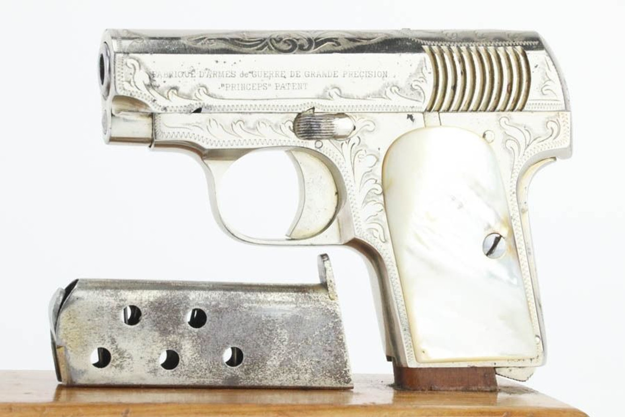 Engraved, Nickeled Princeps Vest Pocket Pistol - 1