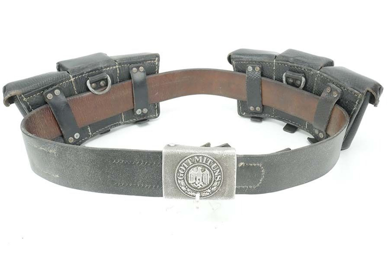 WW2 German Army Belt & Buckle - with Ammo Pouches - 1