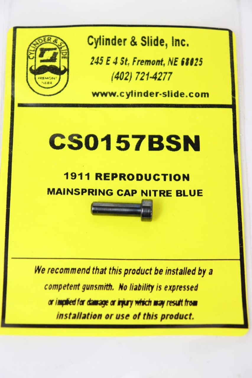 Cylinder & Slide Inc 1911 Repro Mainspring Cap - Nitre Blued - 1