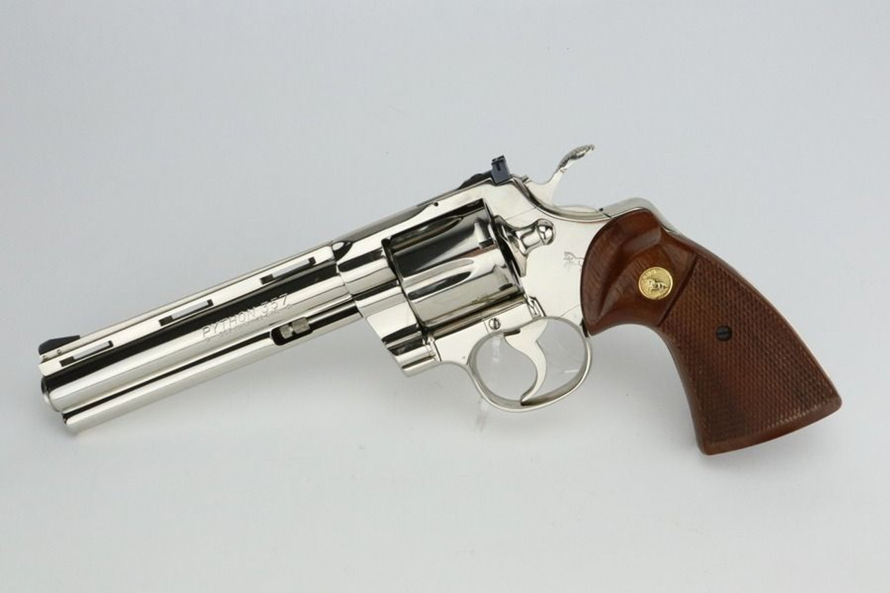 Excellent, 6" Nickel Colt Python Revolver - 1