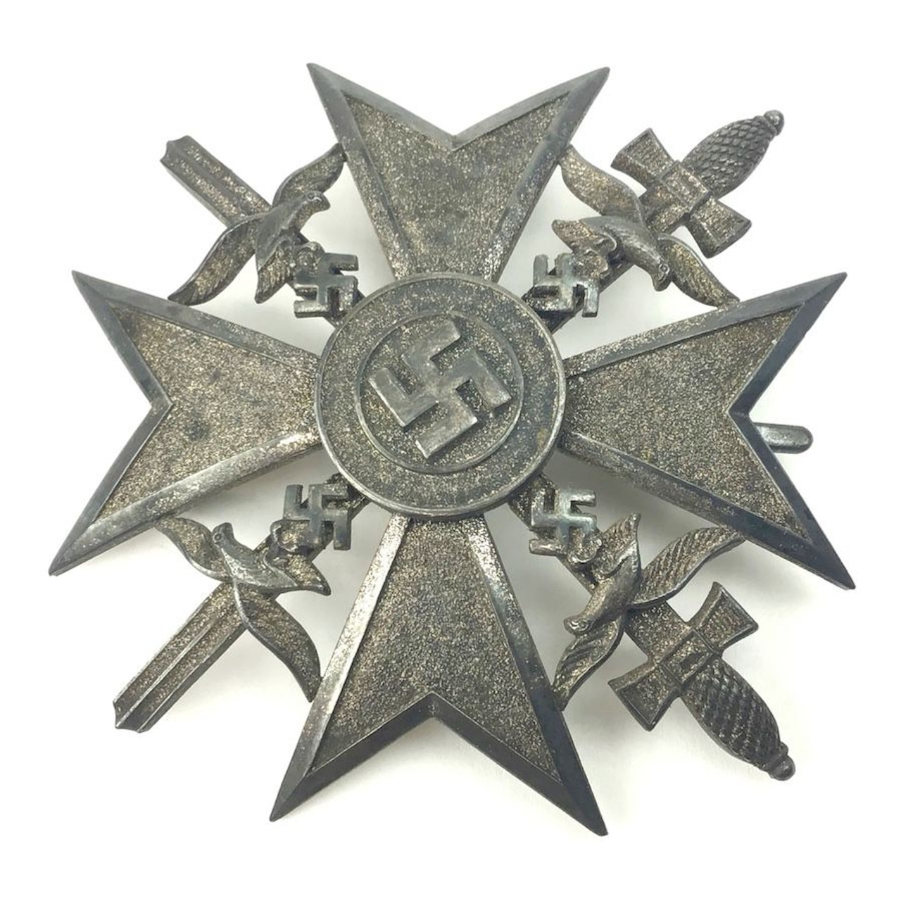 German / Spanish Silver Cross With Swords WWII Nazi Medal - 1