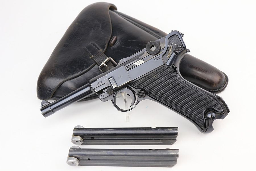 Scarce Black Widow Mauser Luger Rig - Two Matching Magazines - 1