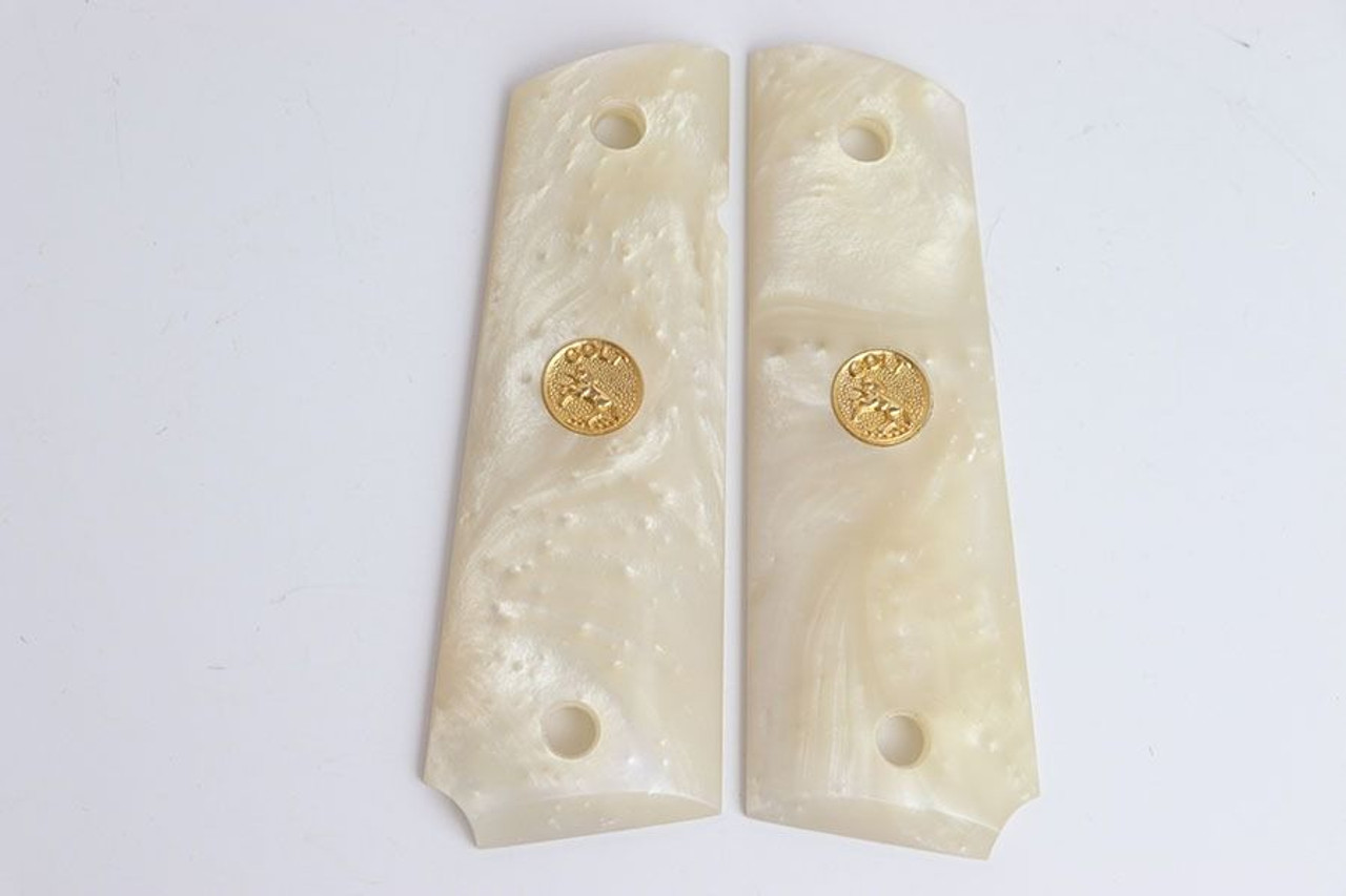 1911 Pearl Grips with Gold Colt Medallions - 1