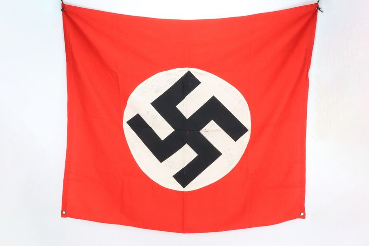 Veteran Bring-back Nazi Flag - With GI Signatures & COA - 1