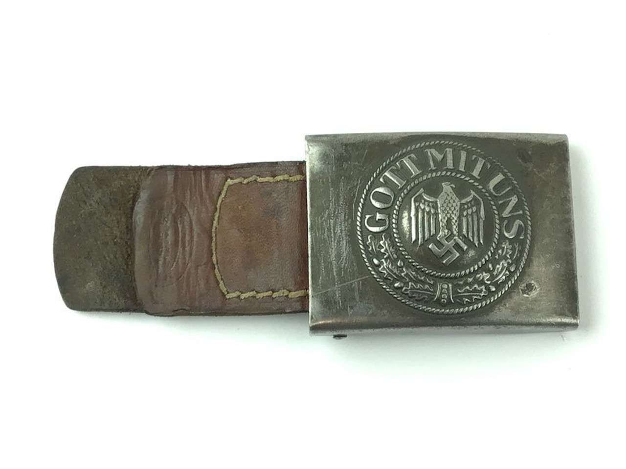 1941 Gott Mit Uns Buckle & Tab WWII Nazi Belt - 1