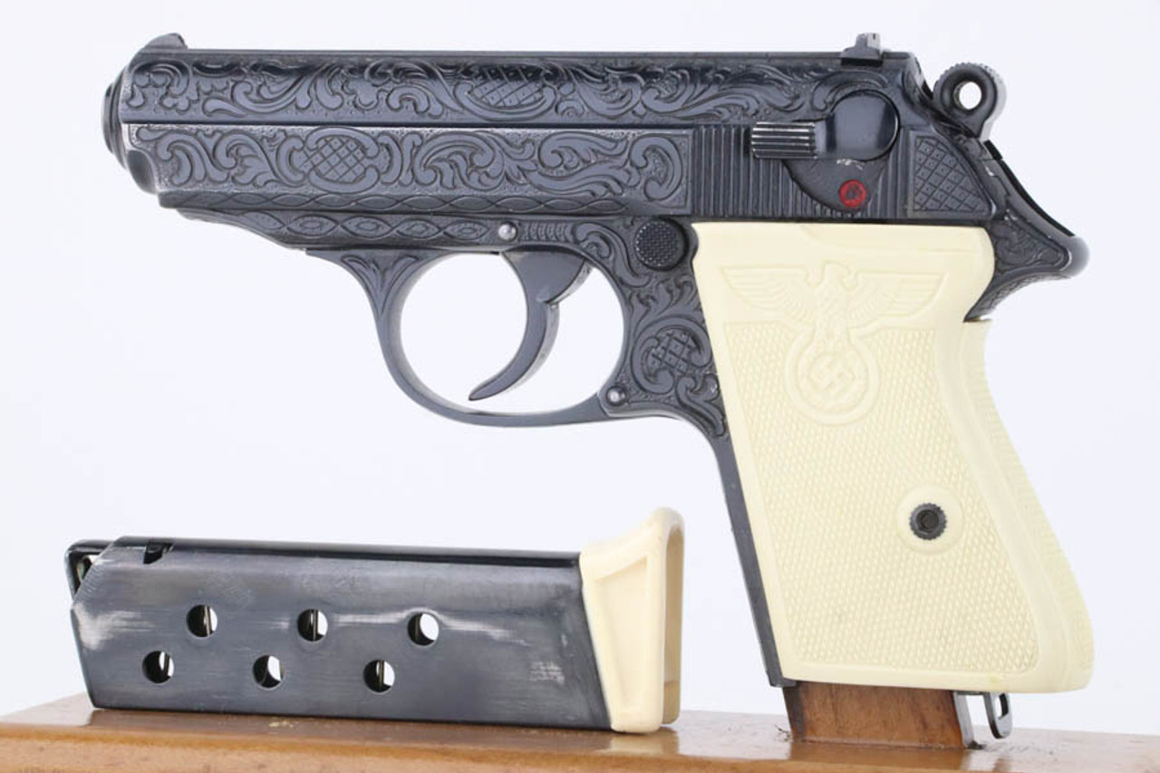SOLD - Engraved Walther PPK - White "Party Leader" Grip