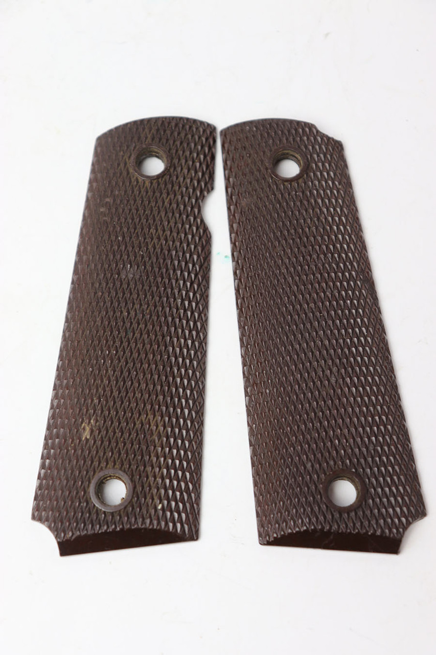 SOLD - WWII 1911A1 Brown Bakelite Grips- Keyes Fibre