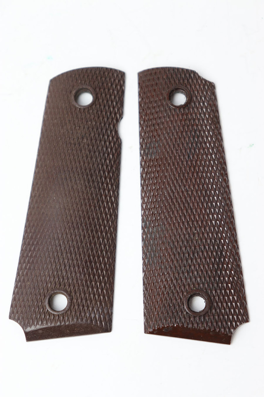 SOLD - Matching WWII 1911A1 Brown Phenolic Resin Grips - Keyes Fibre