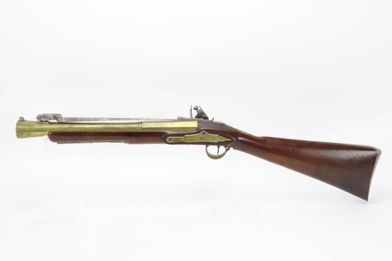 SOLD - 18th Century Flintlock Blunderbuss With Sprung Bayonet By Twigg