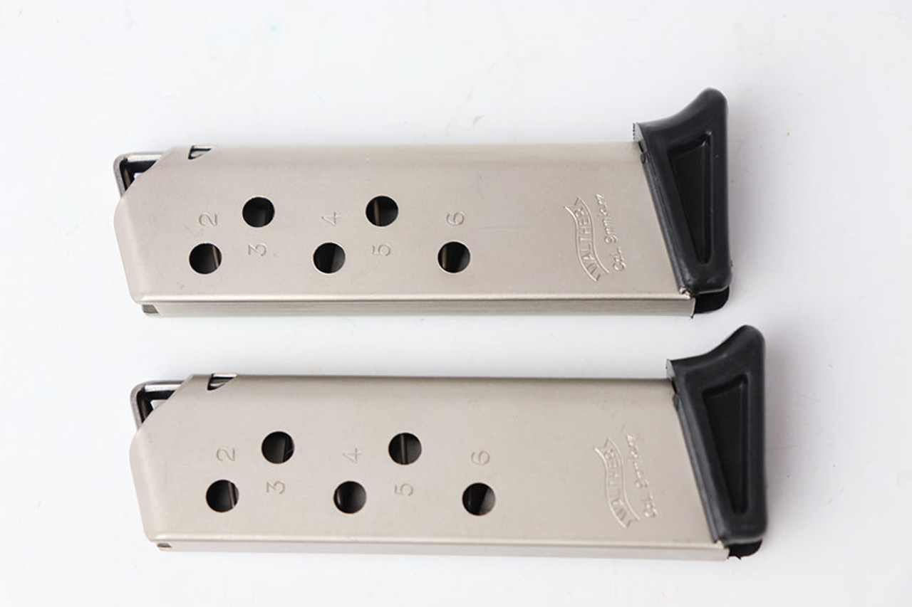 SOLD - Two Post-War Walther PPK Finger Extension Magazines - .380 ACP