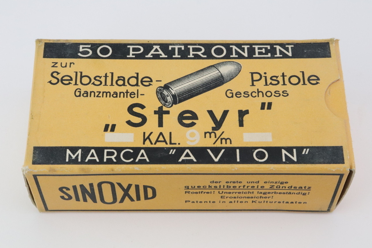 Vintage 1935 Sinoxid 9x23 Steyr Ammo - 50 Rounds