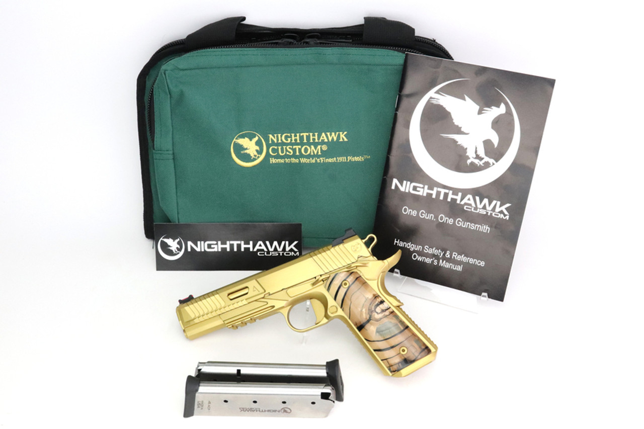 SOLD - Gorgeous, Gold Nighthawk Custom 1911 Agent 2 - Mammoth Ivory Grips