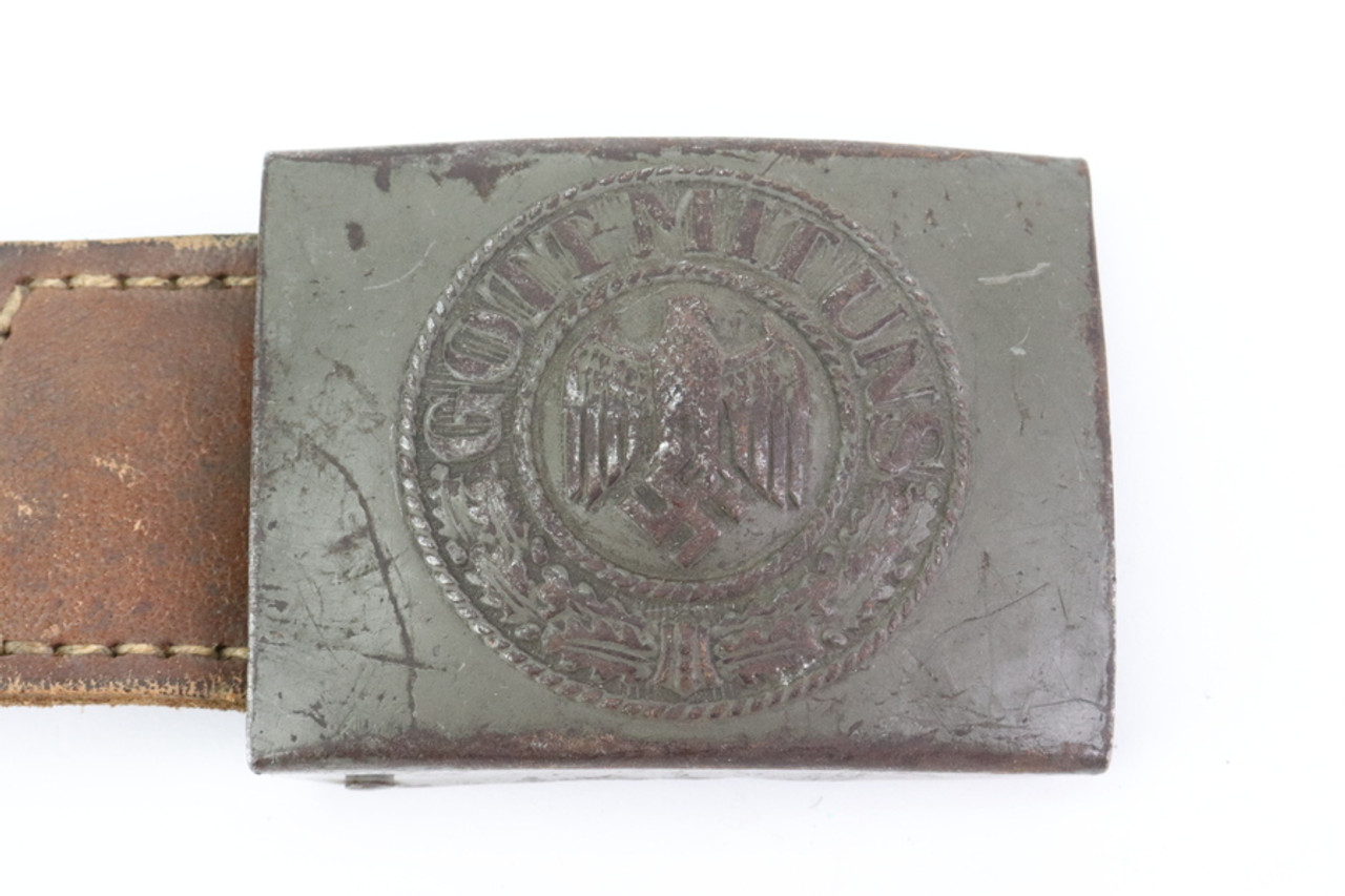 SOLD - Gott Mit Uns- Heer Enlisted Buckle (Field Gray) With Tab