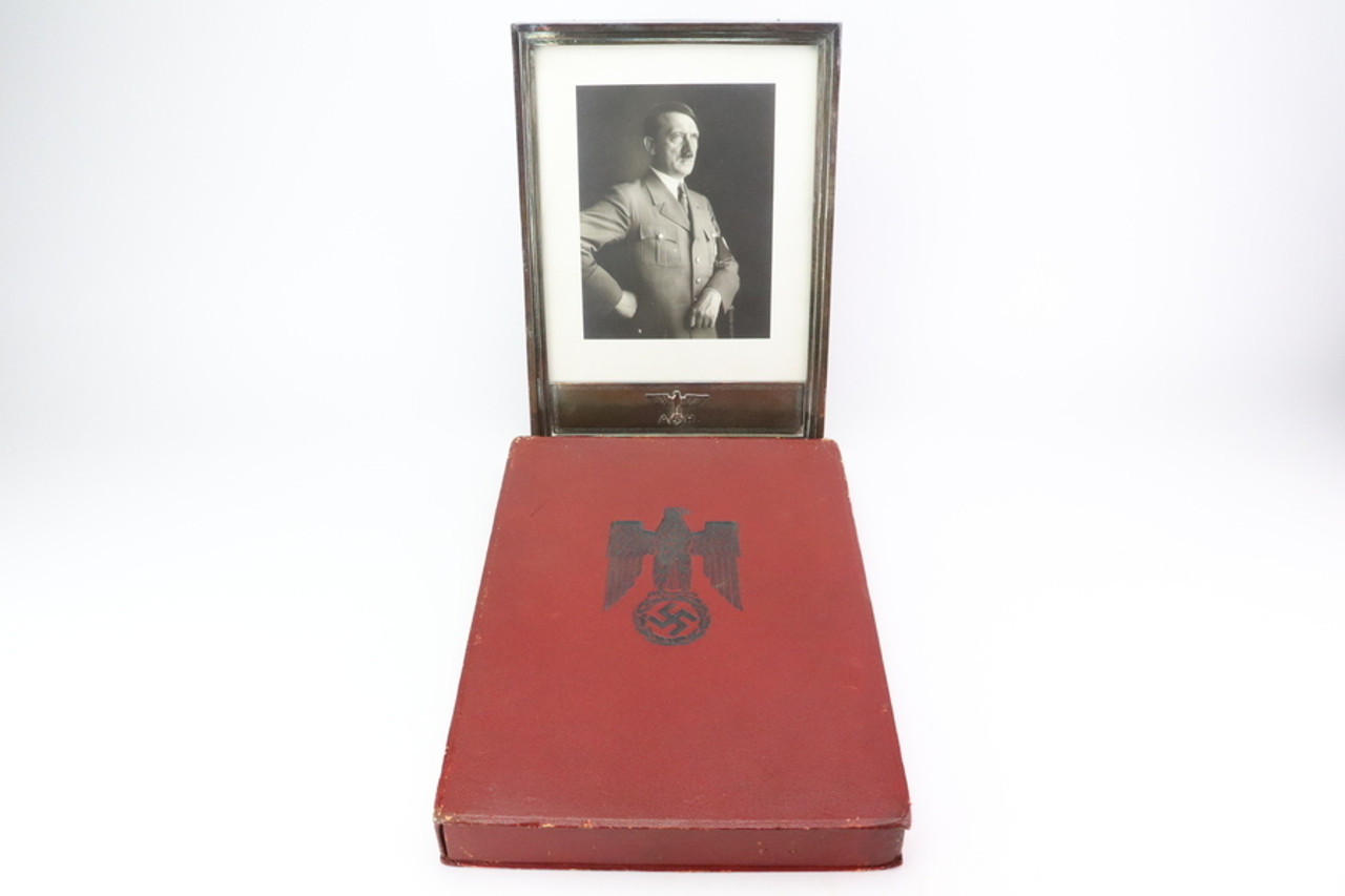 SOLD - Rare Adolf Hitler Encased Silver Presentation Photograph Frame