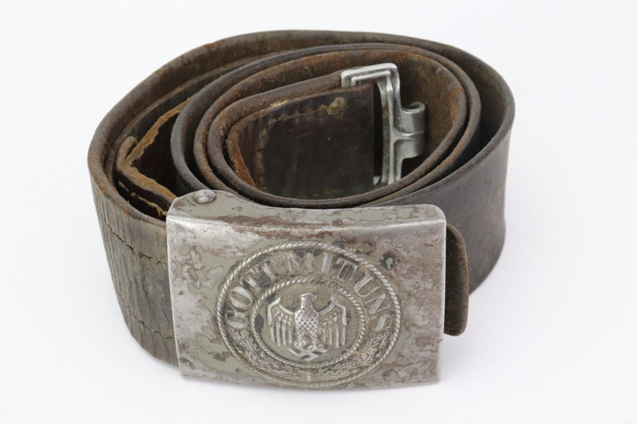 SOLD - Gott Mit Uns- Heer Enlisted Buckle with Belt (Field Gray)