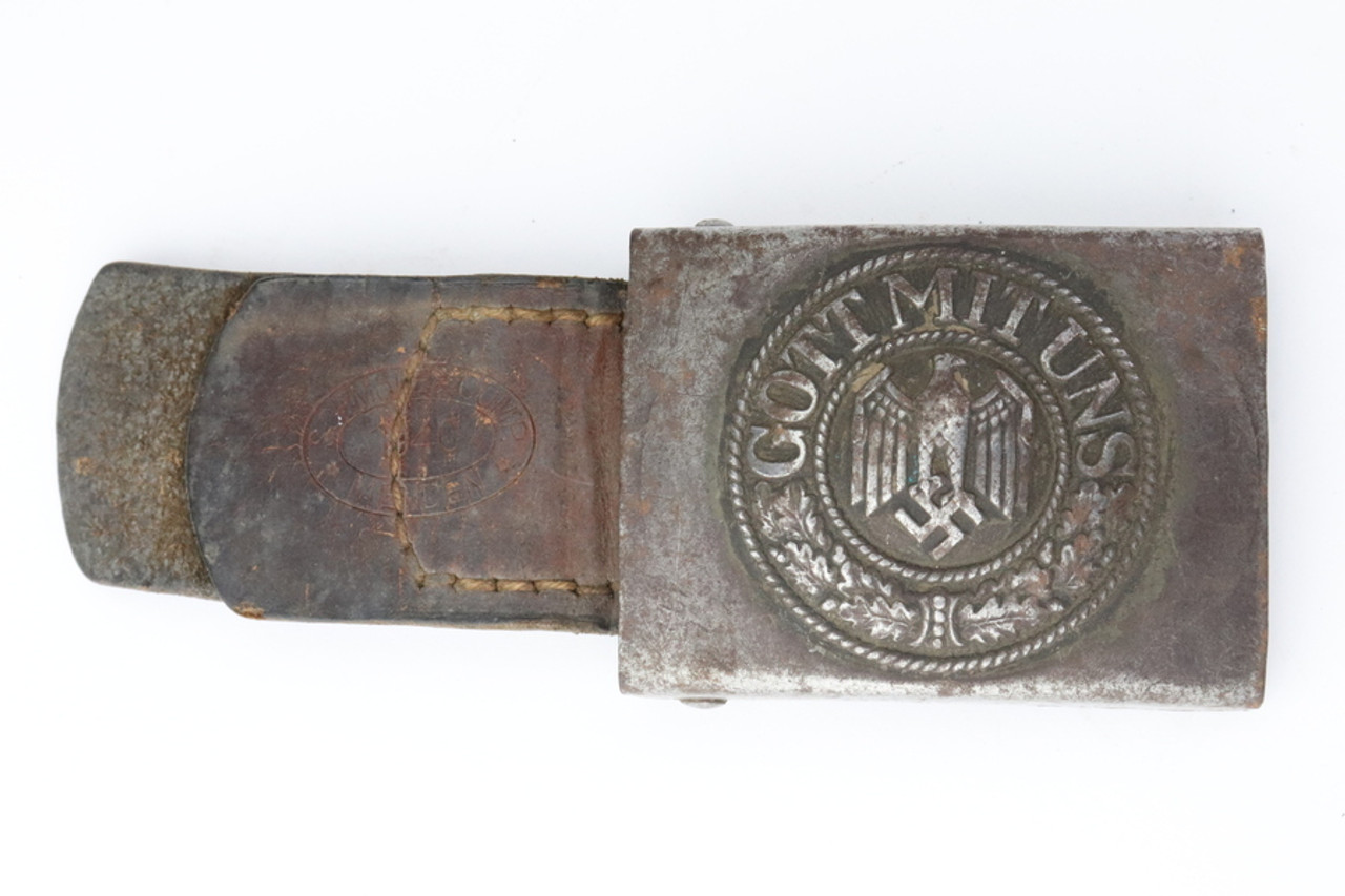 SOLD - Gott Mit Uns- Heer Enlisted Buckle with Tab (Field Gray)