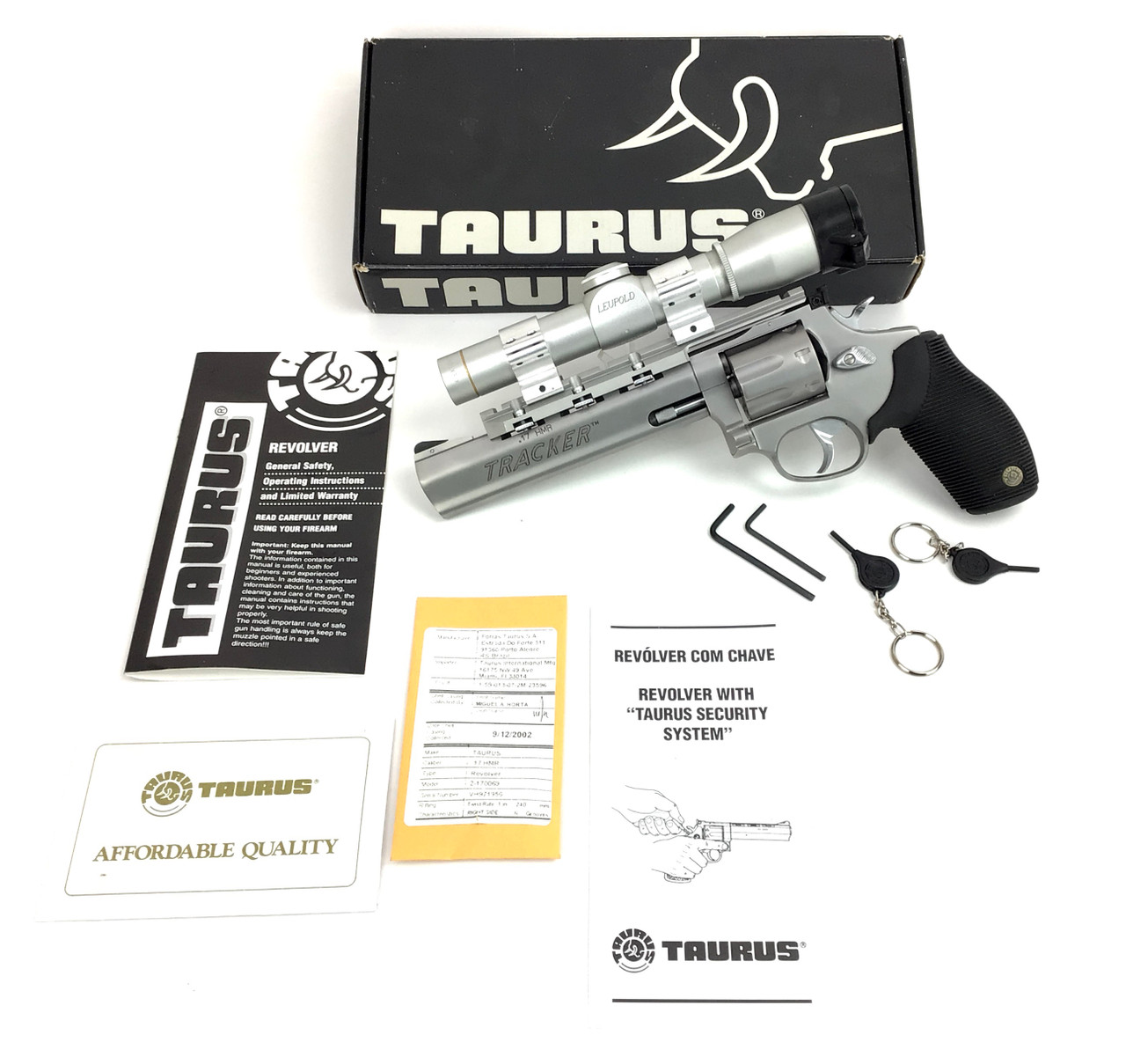SOLD - Taurus Tracker Stainless Revolver - With Scope - Matching Box
